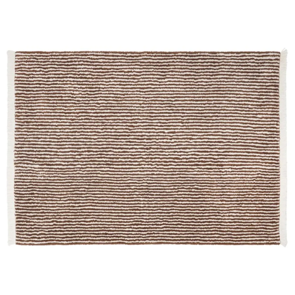 Brown stripes washable rug