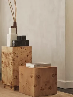 Burl Cube Side Table - Natural