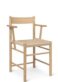 F Dining Chair with armrests and naturel paper cord