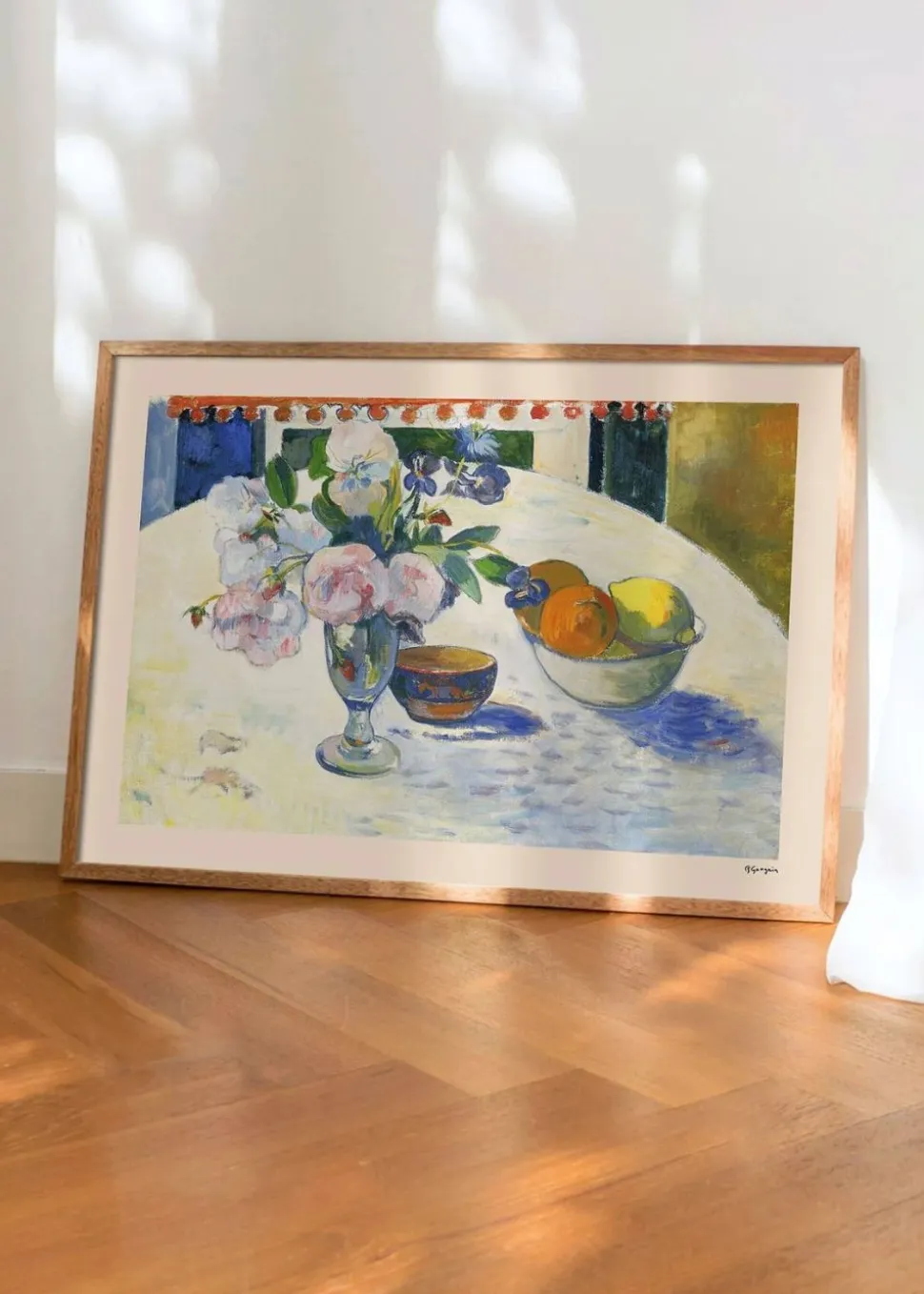 Flowers and a Bowl of Fruit on a Table