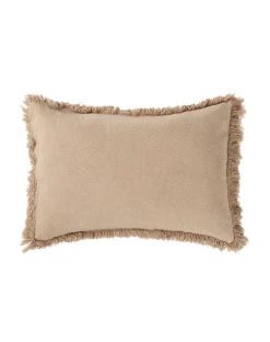 Fringes cushion Landscape in washed cotton