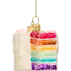 Ornament Glass Multi Rainbow Cake