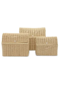 Raffia storage basket set